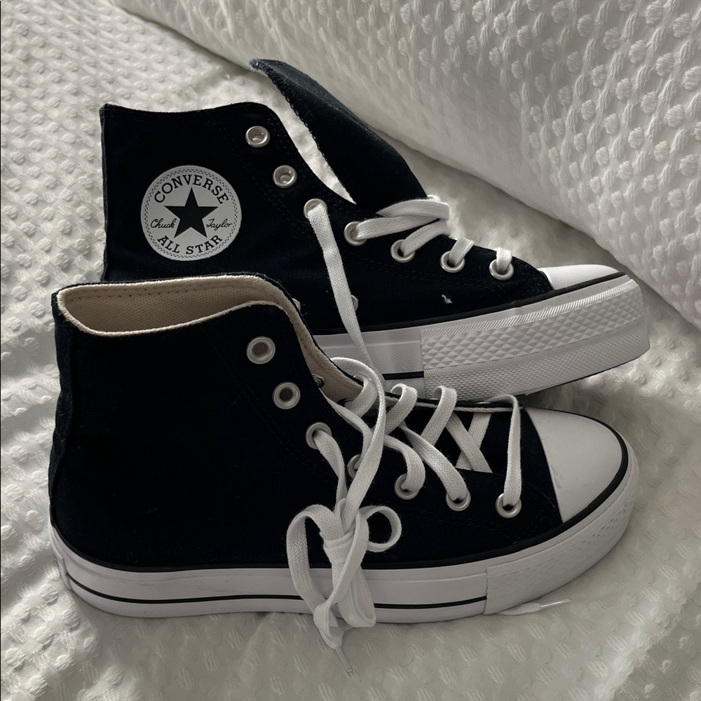 Converse Black and White High-Tops
They looks new .